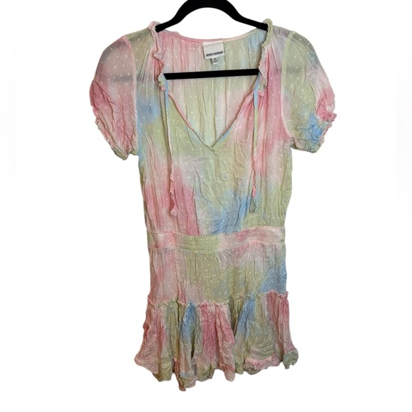 Skylar + Madison Pastel Watercolor Swiss Dot Smocked Mini Dress - Picture 1 of 7